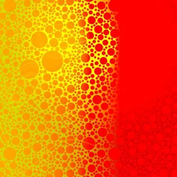 A yellow-red background with geometric shapes in the form of circles. Stock Illustration