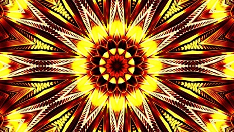 Yellow-red flame rays radiating from center of mandala. Stock Footage 233474637
