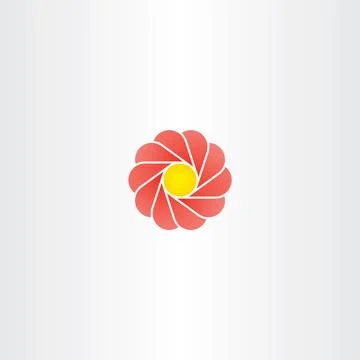 Yellow red flower circle logo vector sign Stock Illustration
