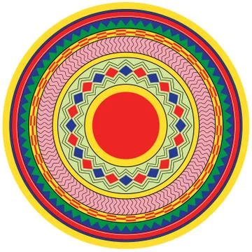 Yellow Red Green Egypt Circle Ornament. National Culture Decorative Ring Artw Illustrazione stock