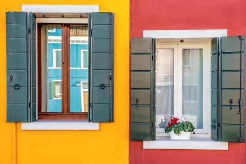 Yellow red wall Stock Photos