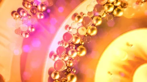 Yellow reflecting loop pattern with shining balls or spheres Illustrazione stock