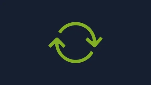 Yellow Refresh icon isolated on blue background. Reload symbol. Rotation arrows Stock Footage 232045410
