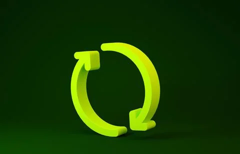 Yellow Refresh icon isolated on green background. Reload symbol. Rotation arr Stock Illustration