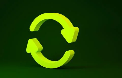 Yellow Refresh icon isolated on green background. Reload symbol. Rotation arr Stock Illustration