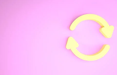 Yellow Refresh icon isolated on pink background. Reload symbol. Rotation arro Stock Illustration