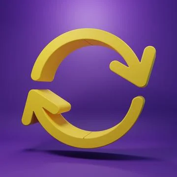 Yellow Refresh icon isolated on purple background. Reload symbol. Rotation .. Stock Illustration