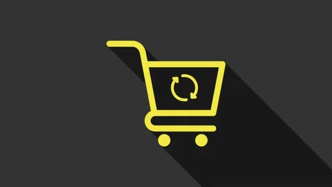 Yellow Refresh shopping cart icon isolated on grey background. Online buying Stock Footage 147694901