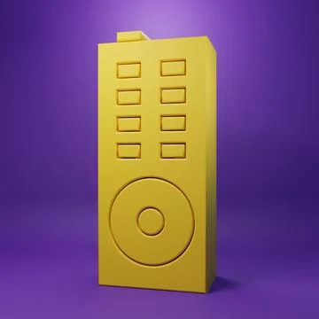 Yellow Remote control icon isolated on purple background. Minimalism concep.. Illustrazione stock