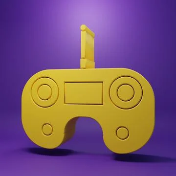 Yellow Remote control icon isolated on purple background. Minimalism concep.. イラスト素材