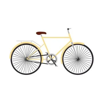  Yellow retro bicycle concept vector flat illustration design side view Ye... Stock Photos