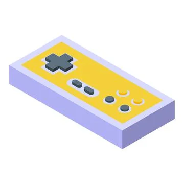 Yellow retro gamepad controller providing entertainment and nostalgia Stock Illustration