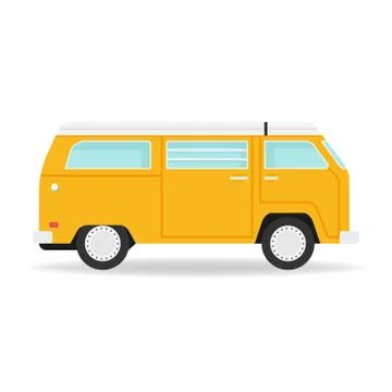 Yellow retro van vector Stock Illustration