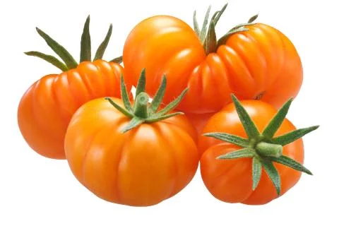 Yellow ribbed tomatoes, paths Stock Photos