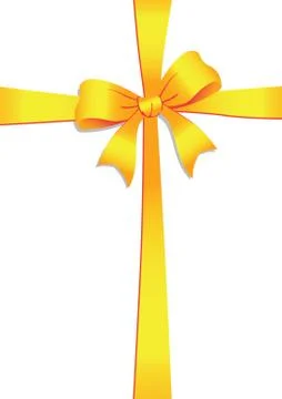 Yellow ribbon bow Stock Illustration