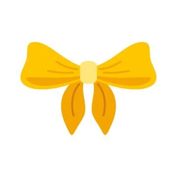 Yellow ribbon bow knot flat illustration design Stock Illustration