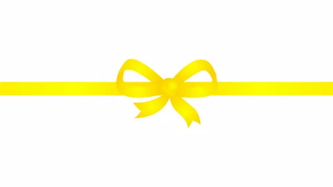 Yellow ribbon with a bow white Stock Footage 221833491