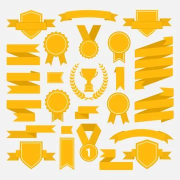 Yellow ribbons set I Illustrazione stock