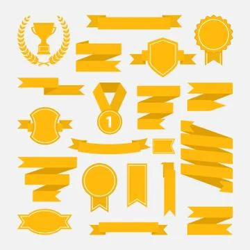 Yellow ribbons set III Stock Illustration