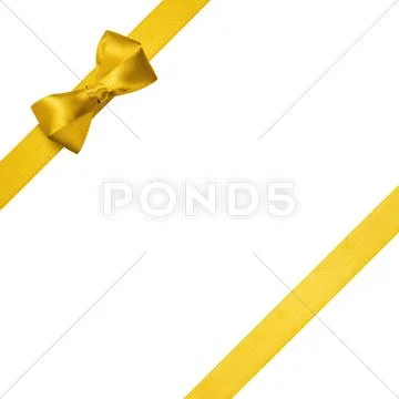 Yellow ribbons with simple bow Stock Photos