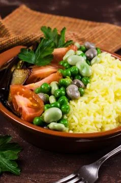 Yellow rice with vegetables Stock-Fotos