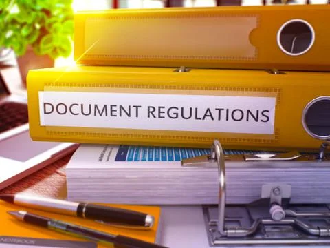 Yellow Ring Binder with Inscription Document Regulations Stockillustratie