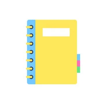 Yellow Ring Bound Planner Notebook Flat Vector Icon Stock Illustration
