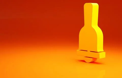 Yellow Ringing bell icon isolated on orange background. Alarm symbol, service Stock Illustration