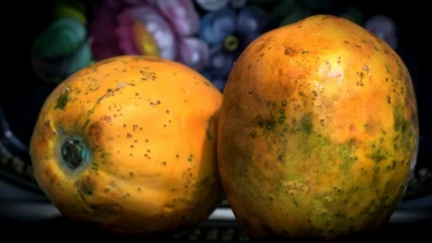 Yellow ripened papaya Stock Footage 77161243