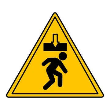 Yellow Risk of Crushing Sign. Vector Icon. A Man Under a Heavy Load. Danger.. Illustrazione stock