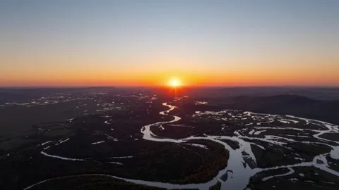 Yellow River Aerial Drone 4K Stock-Footage 335581806