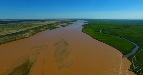 Yellow River  aerial shot Stock Footage
