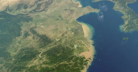 Yellow river and Yangtze river in planet earth, aerial view from outer space Stock Footage
