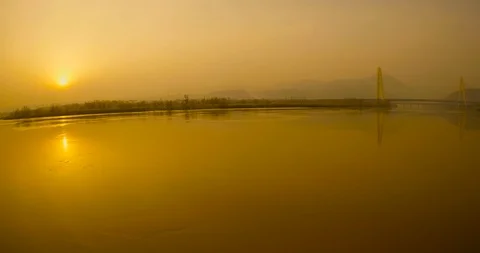 Yellow river in middle part section in Gansu province Stock Footage 97422127