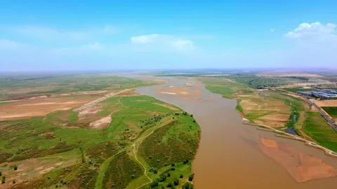 Yellow River Plain - Yellow River Governance Ecological Environment Stock Footage 257854700