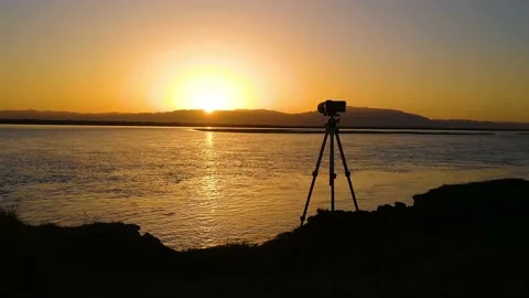 Yellow River sunset, in Ningxia, China. Stock Footage 220644088