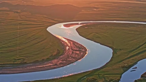 Yellow River Winding Path 4K Video stock 335580871