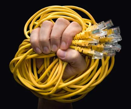 Yellow RJ45 Cables Foto stock