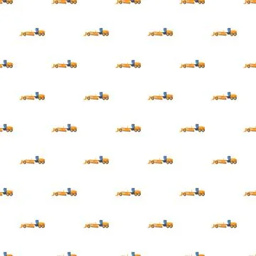 Yellow road grader construction machine seamless pattern Stock Illustration