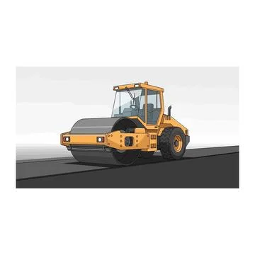 Yellow road roller compactor construction equipment with a detailed illustr.. Stock Illustration