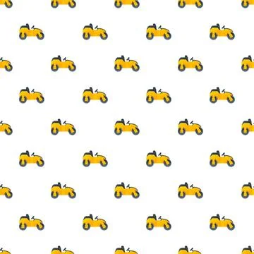 Yellow road roller construction vehicle seamless pattern Stock Illustration