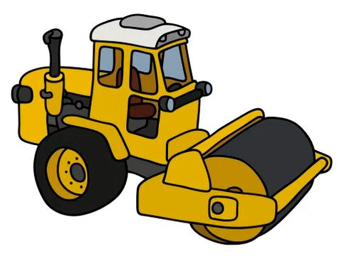 The yellow road roller Stock Illustration