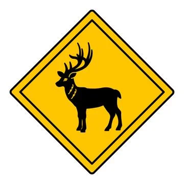 Yellow Road Sign Deer. Vector Icon. Road Sign Warning about Crossing the Ro.. Stock Illustration