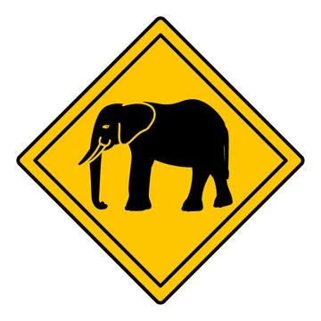 Yellow Road Sign Elephant. Vector Icon. Road Sign Warning about Crossing th.. イラスト素材
