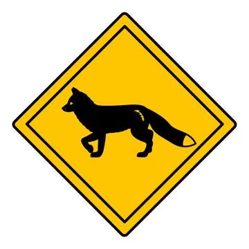 Yellow Road Sign Fox. Vector Icon. Road Sign Warning about Crossing the Roa.. Stock Illustration