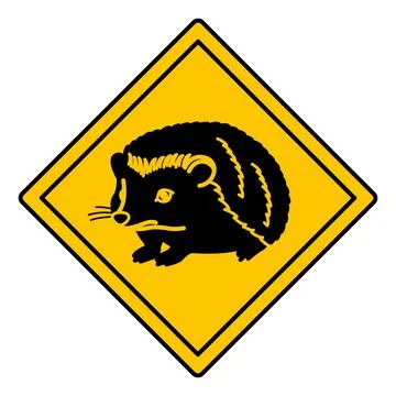 Yellow Road Sign Hedgehog. Vector Icon. Road Sign Warning about Crossing th.. Stock Illustration