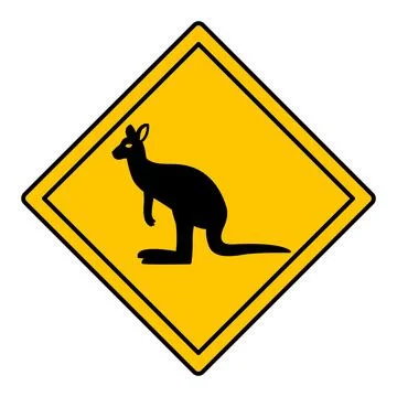 Yellow Road Sign Kangaroo. Vector Icon. Road Sign Warning about Crossing th.. Stock Illustration