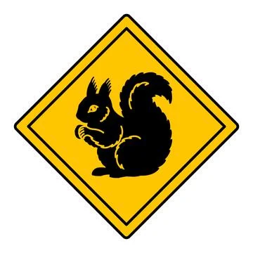 Yellow Road Sign Squirrel. Vector Icon. Road Sign Warning about Crossing th.. Stock Illustration