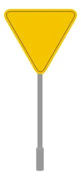 Yellow road sign, triangular traffic symbol Illustrazione stock