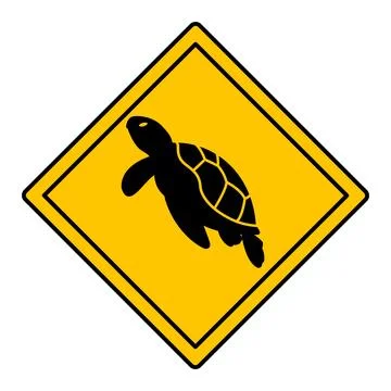 Yellow Road Sign Turtle. Vector Icon. Reptile. Road Sign Warning About Mari.. Stock Illustration